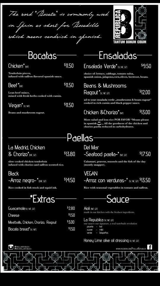 Bocatas Perth menu