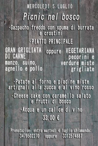 Menu di Alle Volte nel Bosco 