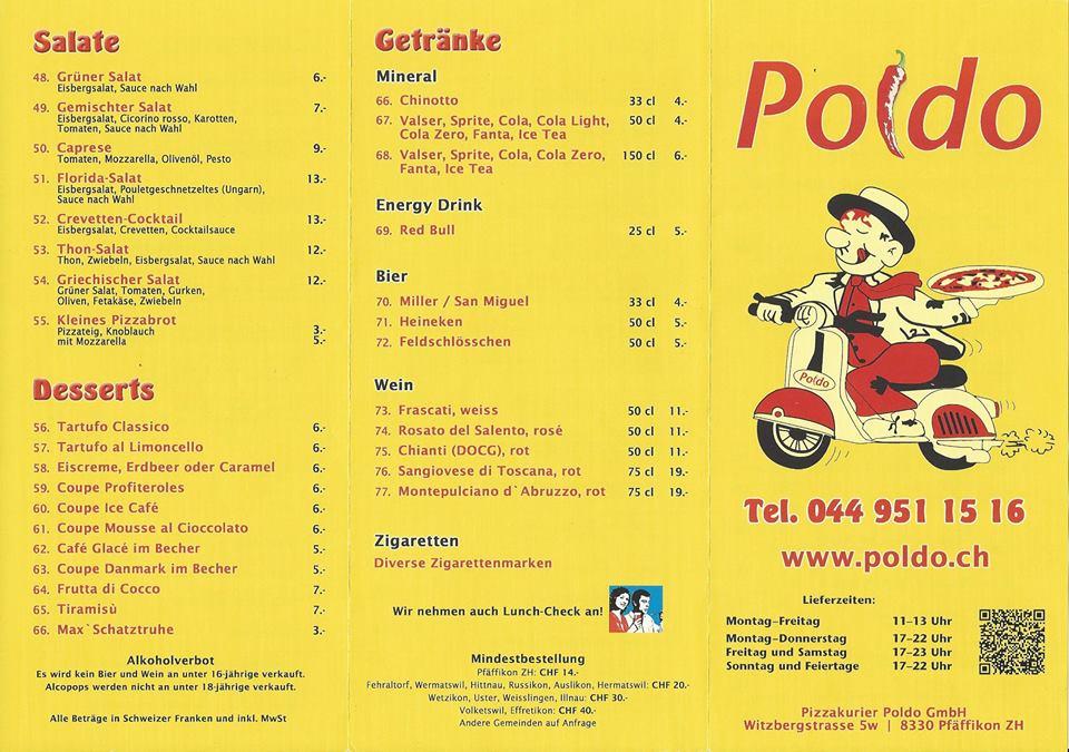 Menu di Poldo Pizzakurier 