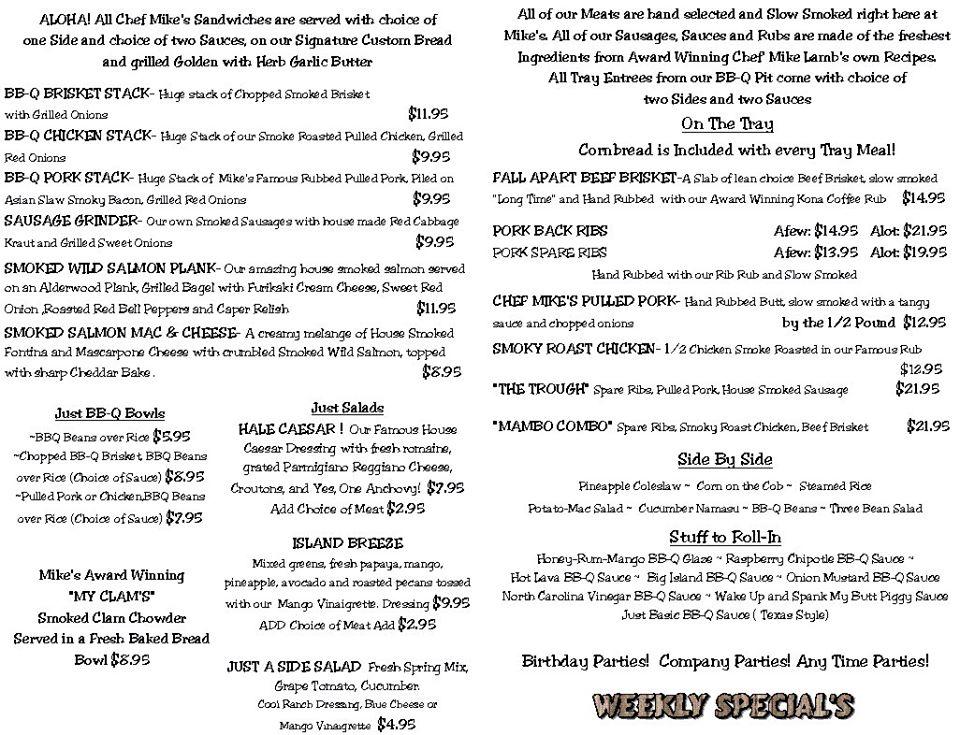 Just Barbecuing menu