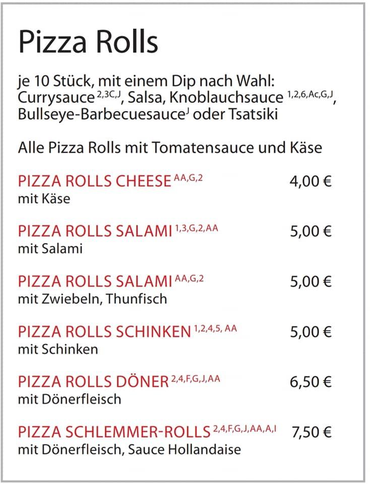 Sportsbar Time Out menu