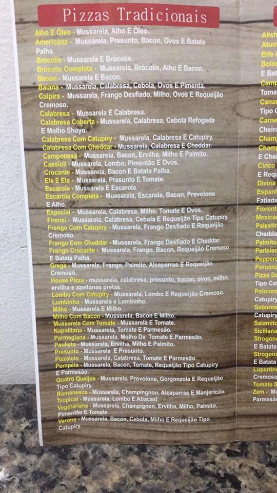 House Pizza Delivery Araucária PR cardápio