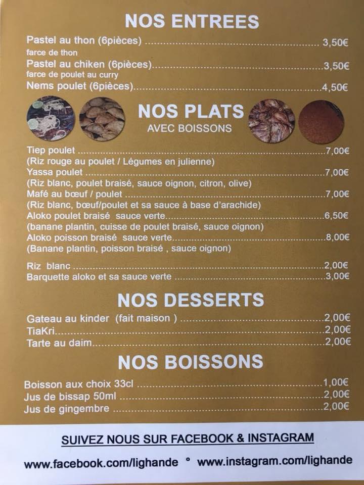 L'ighandé menu