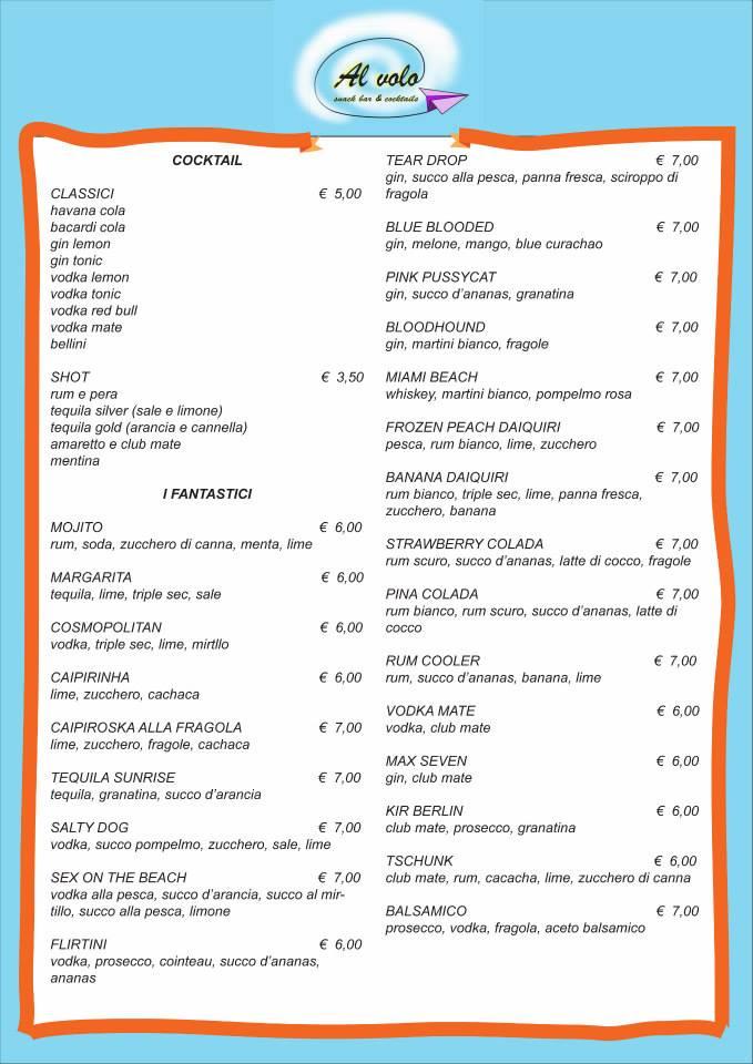 Menu di Al Volo 