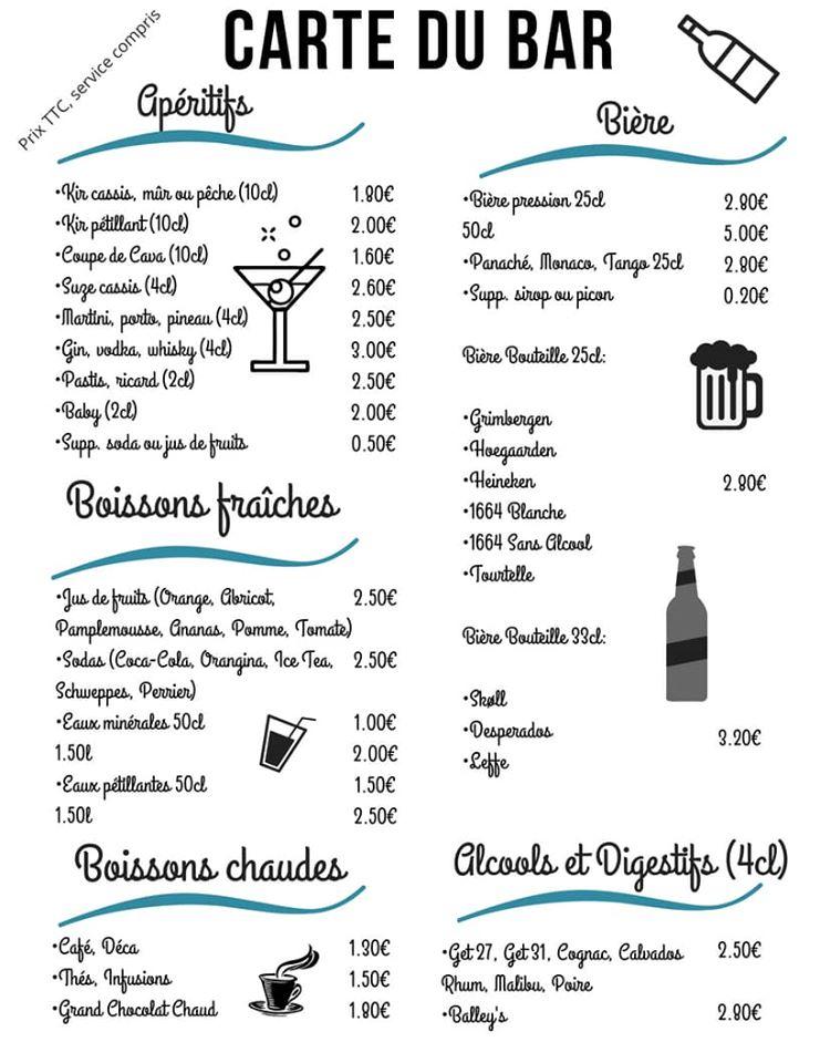 Carta de Bar-Hôtel-Restaurant L'Escargot