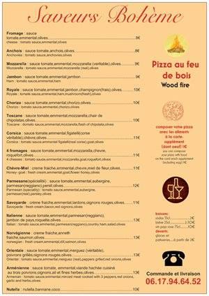 Carta de Saveurs bohème