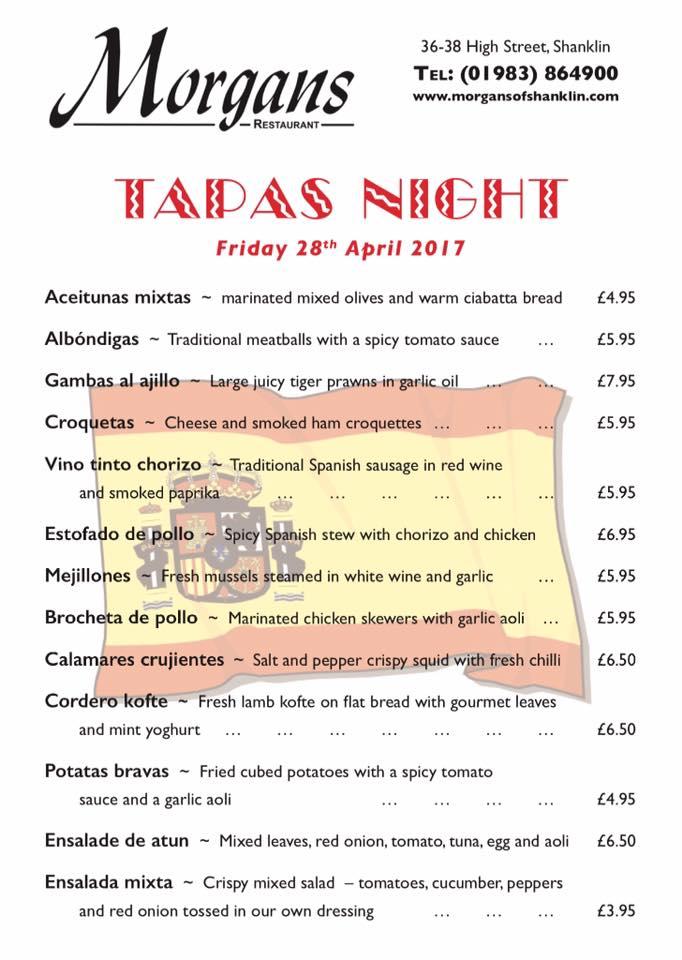 Morgans menu
