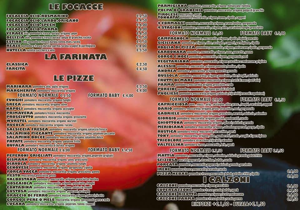 Menu di Che Pizza di Riccardo Bighi 