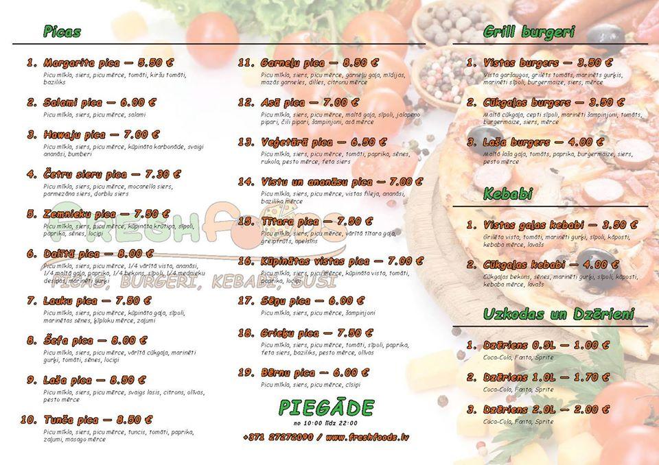 Freshfoods Speisekarte