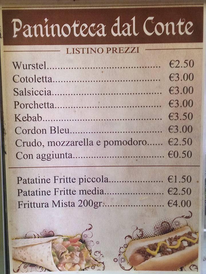 Menu di paninoteca da EDO Conte 