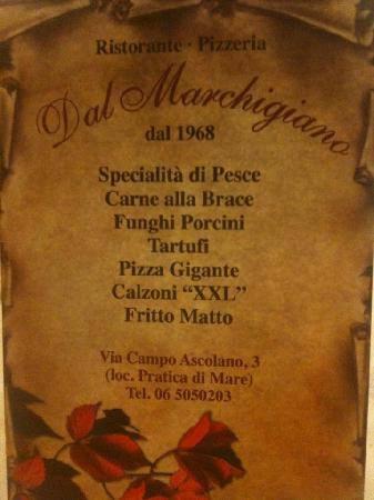 Carta de Dal Marchigiano Pomezia