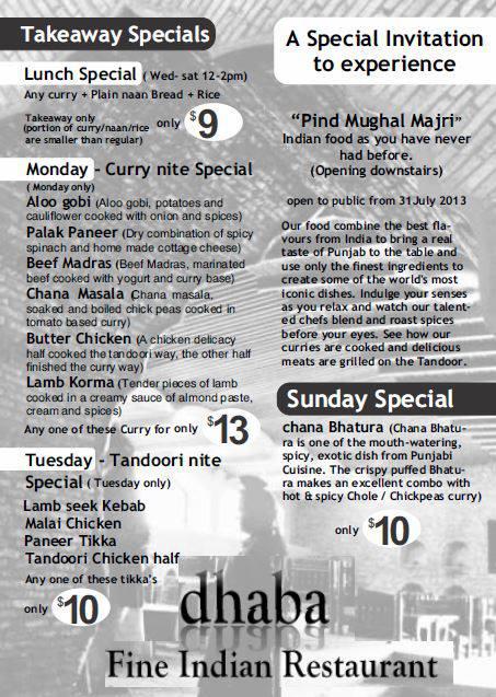dhaba menu