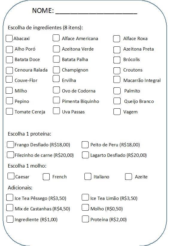 Mafe Saladas cardápio