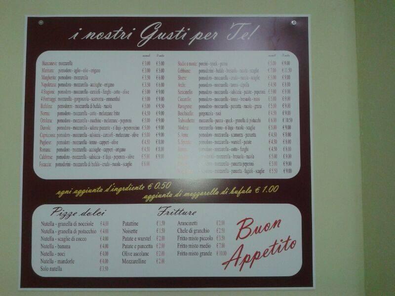 Menu di C'è Pizza per Te 