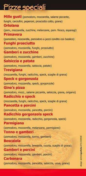Menu di Pizzeria'90 