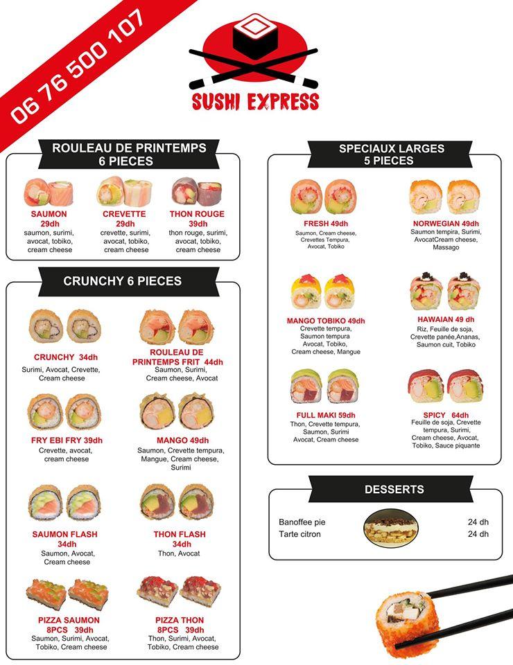 Sushi Express Bassatine Rabat Speisekarte