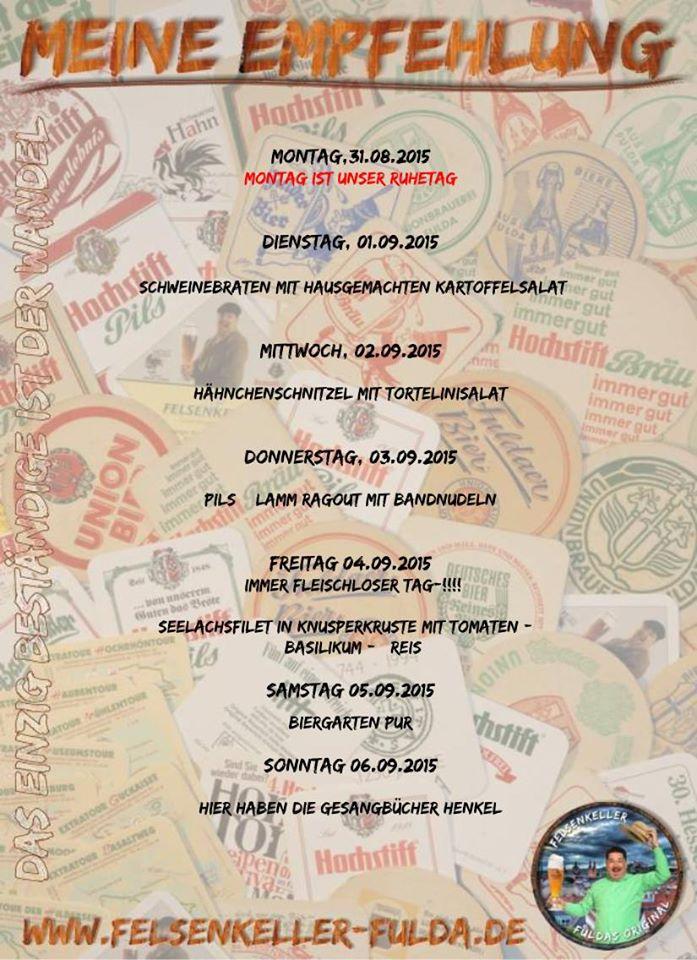 Felsenkeller menu