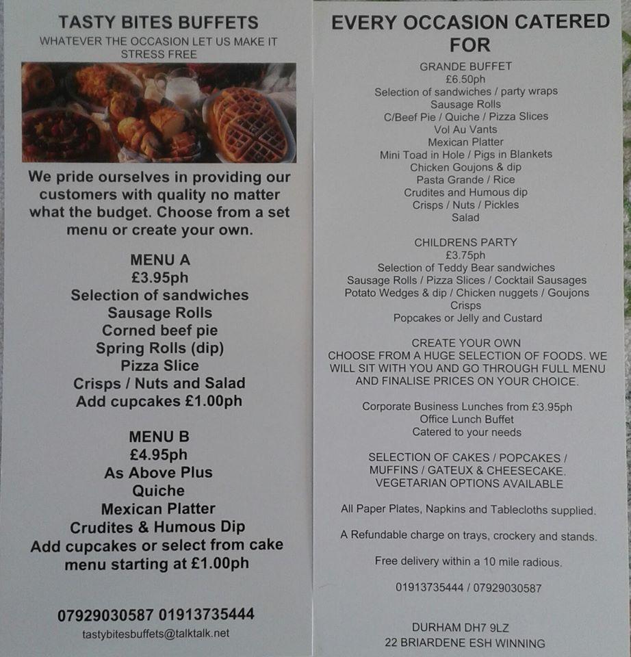 TASTY BITES Buffets menu