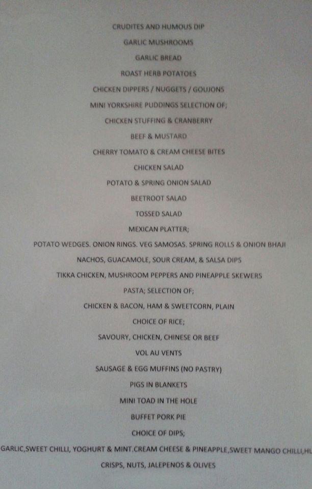 TASTY BITES Buffets menu