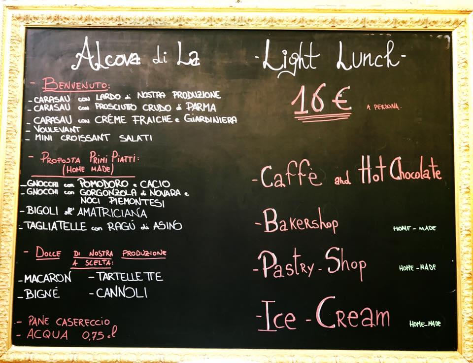 Menu di Alcova di Là 