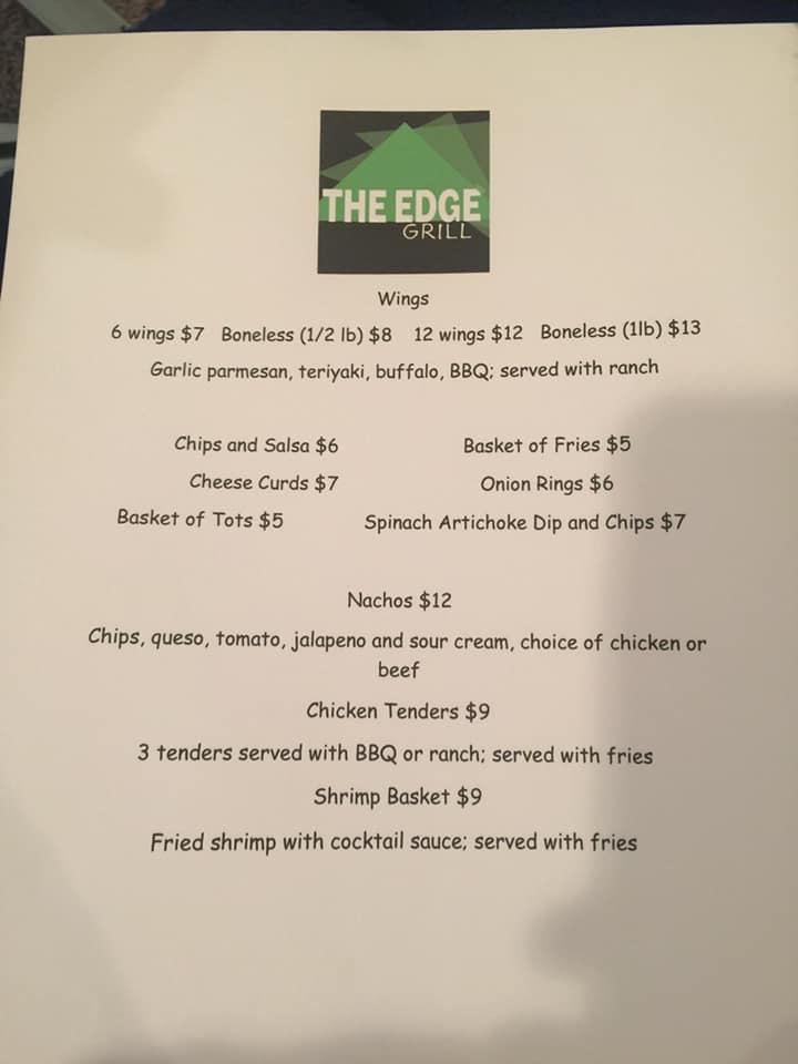 Carta de The Edge Grill