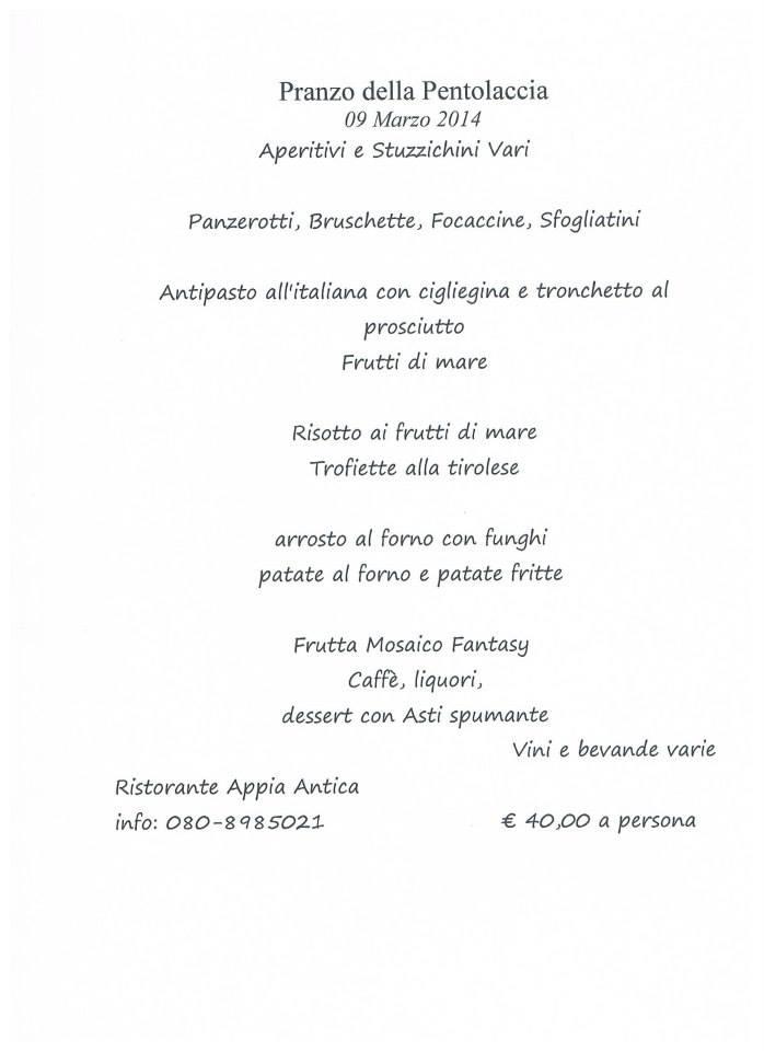 Menu di Appia Antica Ristorante 