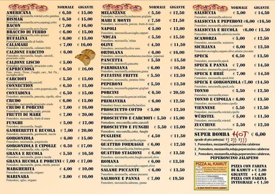 Menu di Pizza Connection 