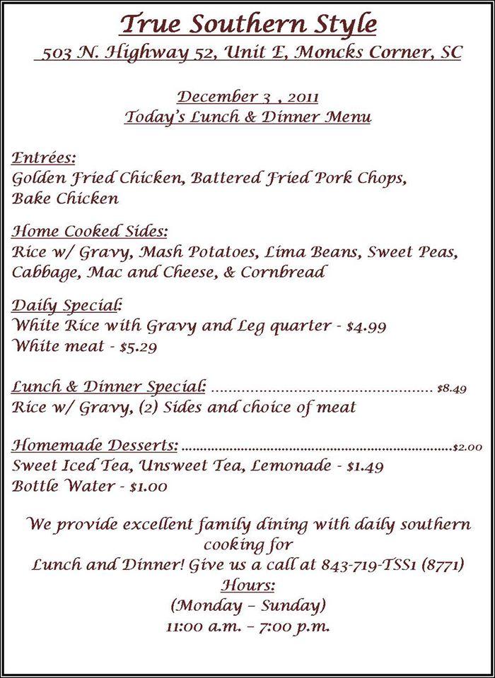 Carta de True Southern Style