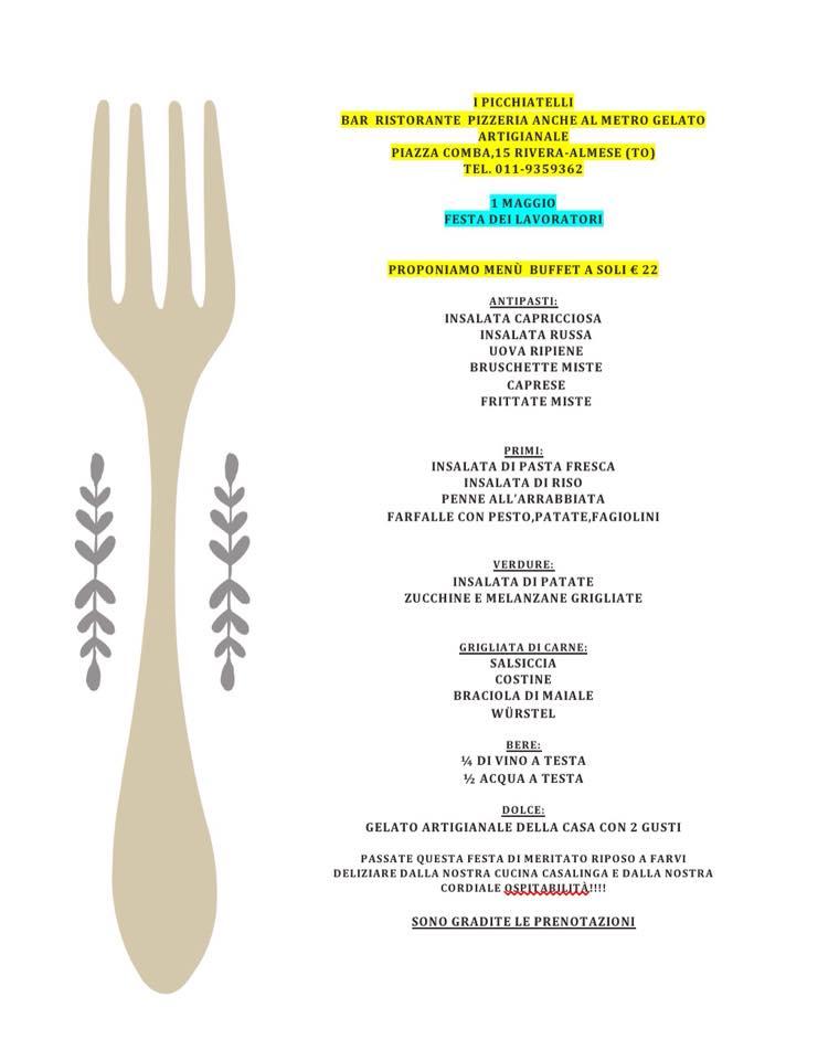 Menu di I Picchiatelli Almese 