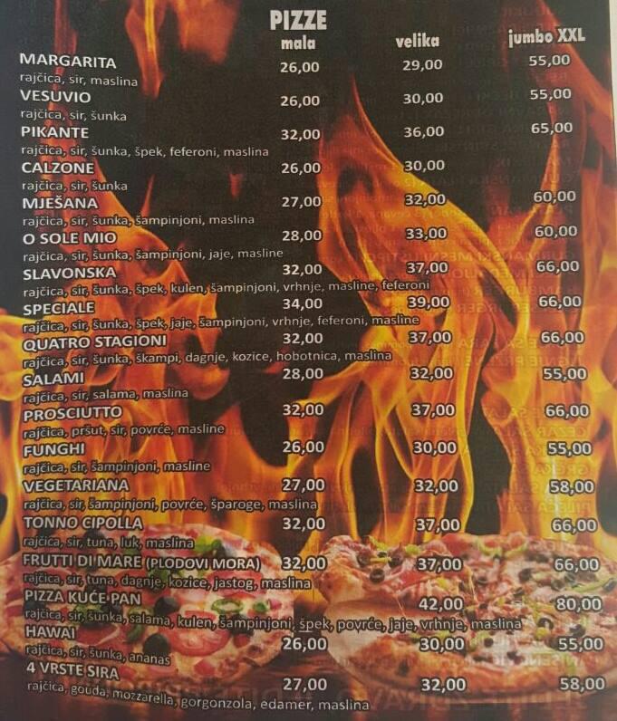 Menu di Pizzeria Pan 