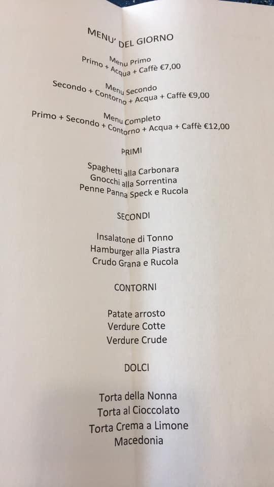 Menu di Bar Risto Splendore 