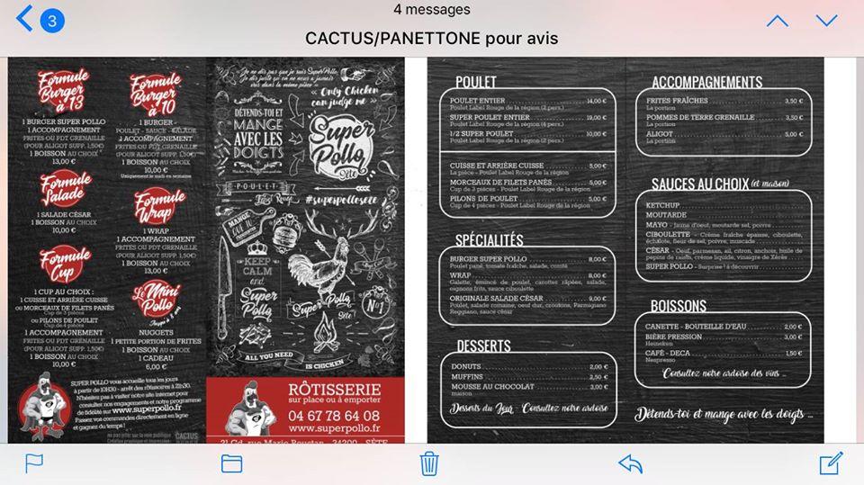Carta de Super Pollo