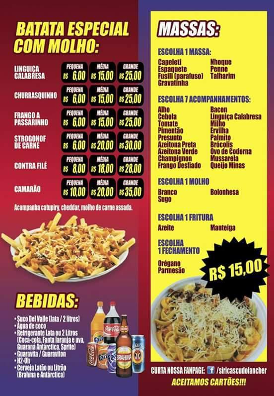 Siri Cascudo Lanches cardápio