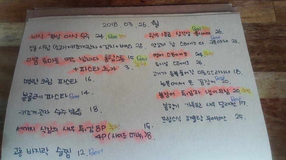 해족단본점 メニュー