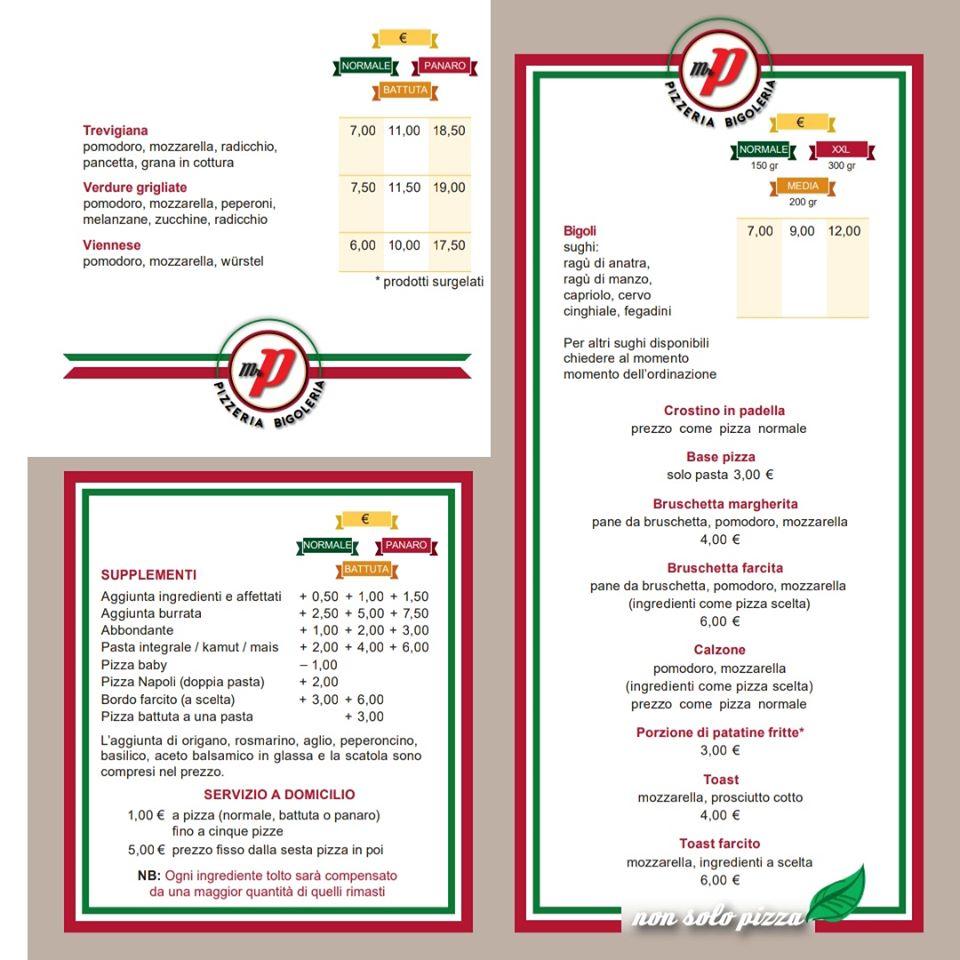 Menu di Mr P da Piero 