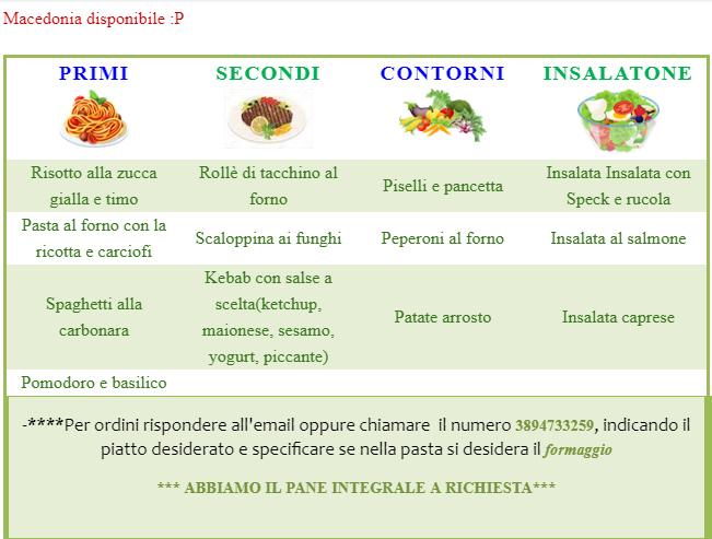 Menu di Ci ritorno 