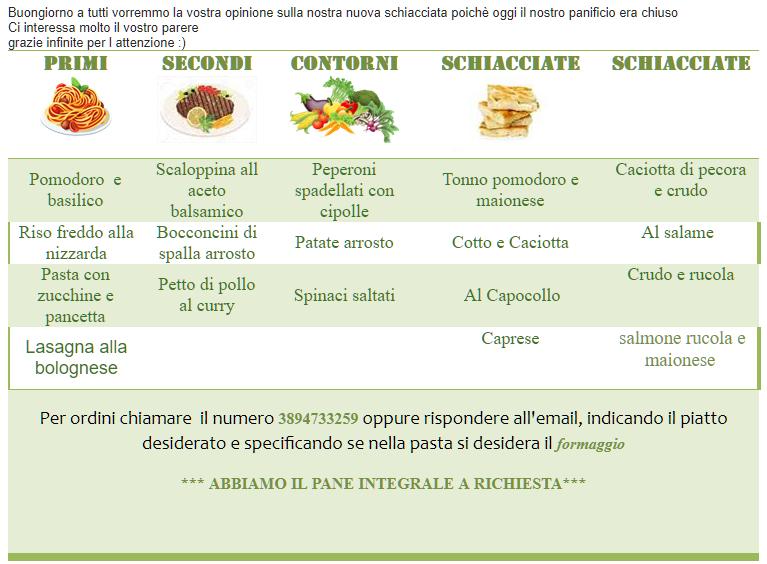 Menu di Ci ritorno 