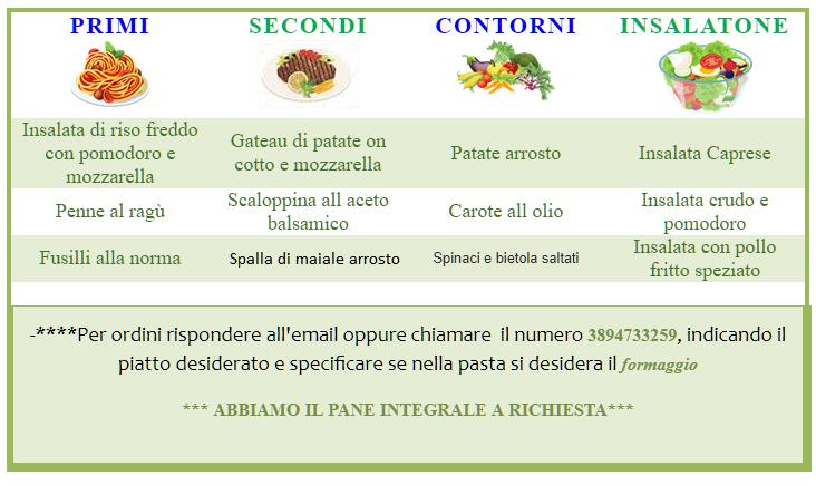 Menu di Ci ritorno 