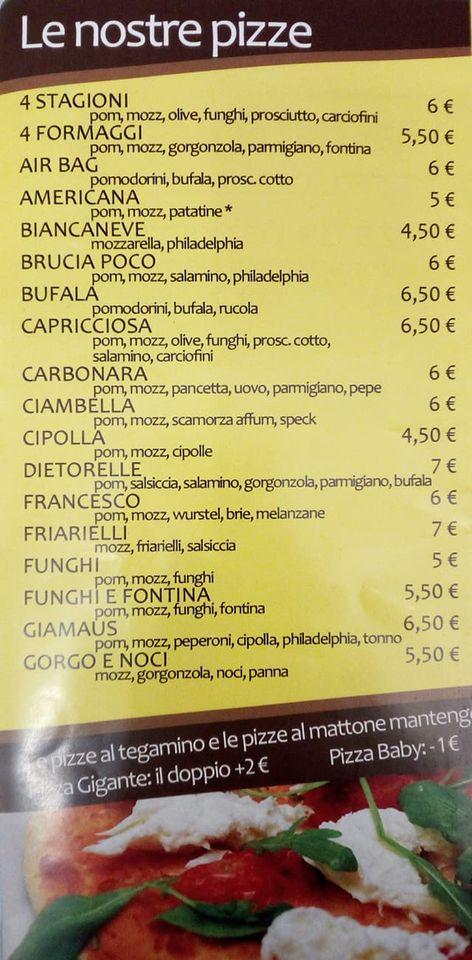 Menu di Mondo Pizza 