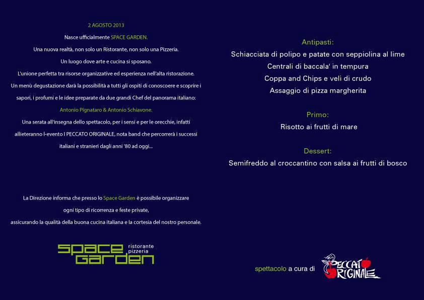 Menu di SPACE Garden 