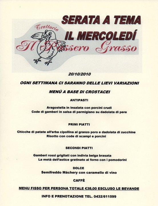 Menu di TRATTORIA IL PASSERO GRASSO 