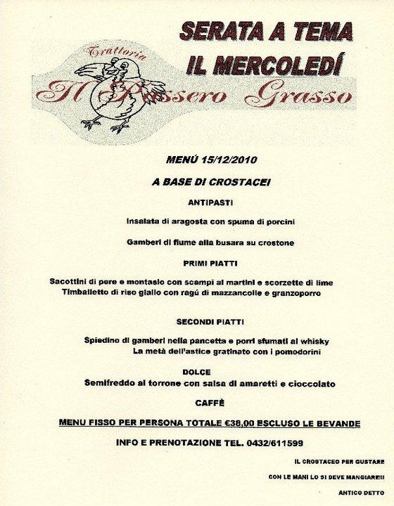Menu di TRATTORIA IL PASSERO GRASSO 