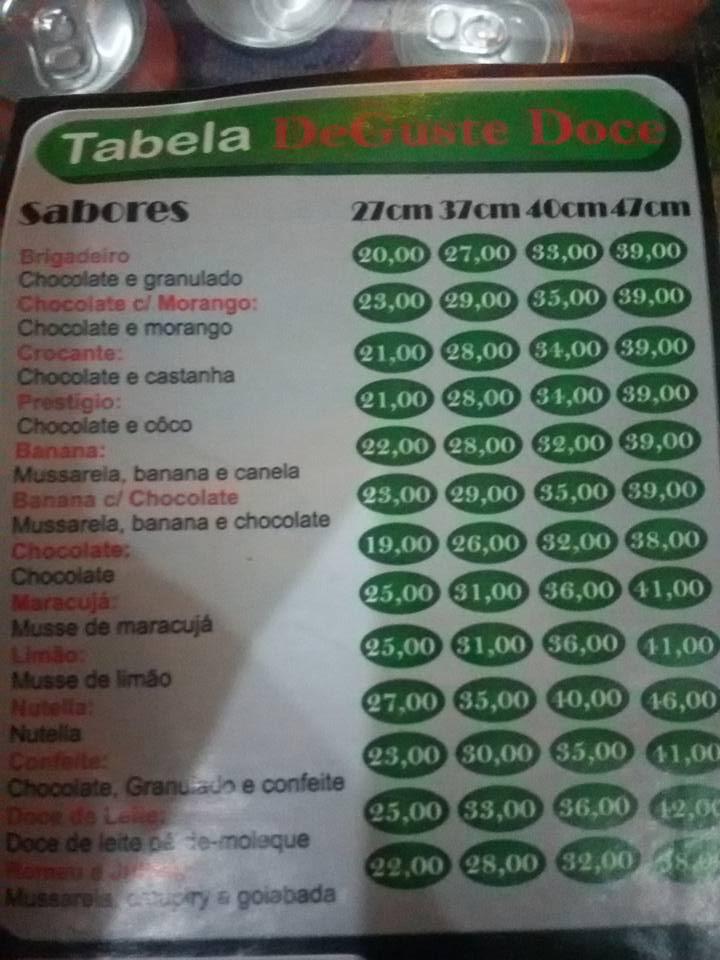 DeGuste Pizza Rio de Janeiro RJ cardápio