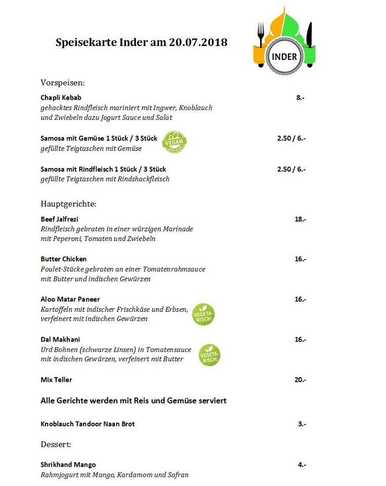 Menu di INDER Burgdorf 