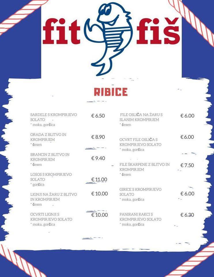 Menu di Restavracija FitFiš 