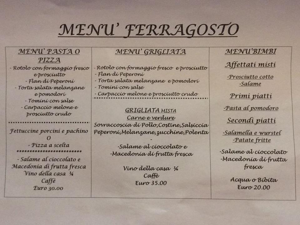 Menu di Pizzeria Pin Court 