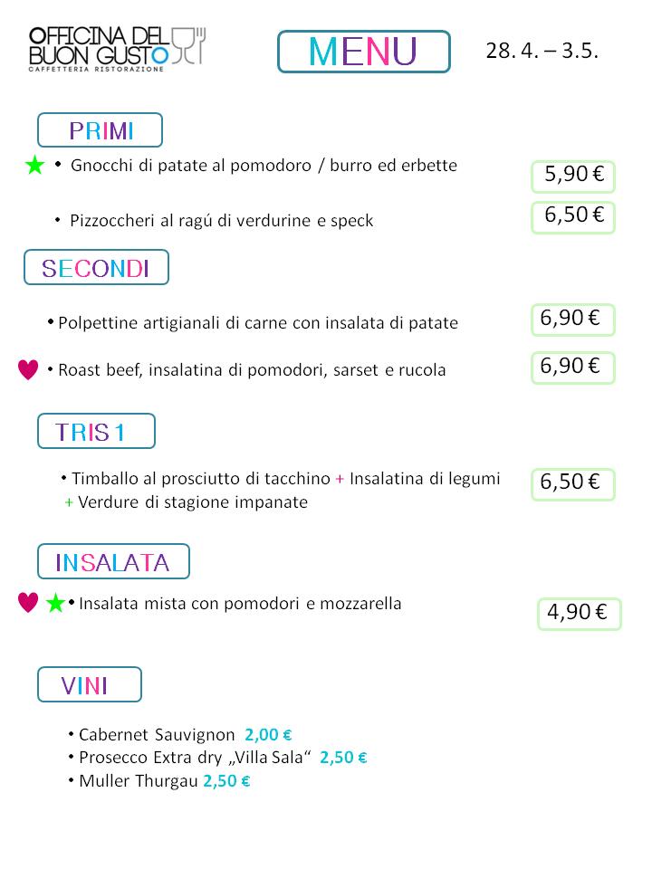 Menu di OBG Caselle 
