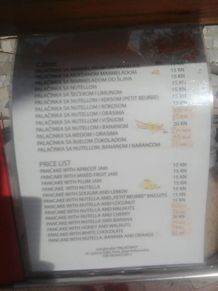 Menu di Palačinko 