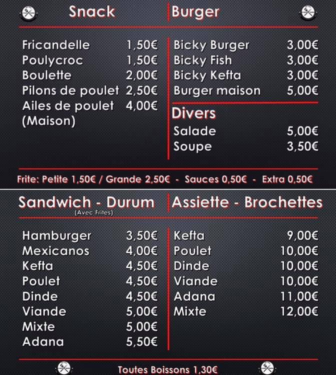 Chez Inan Speisekarte