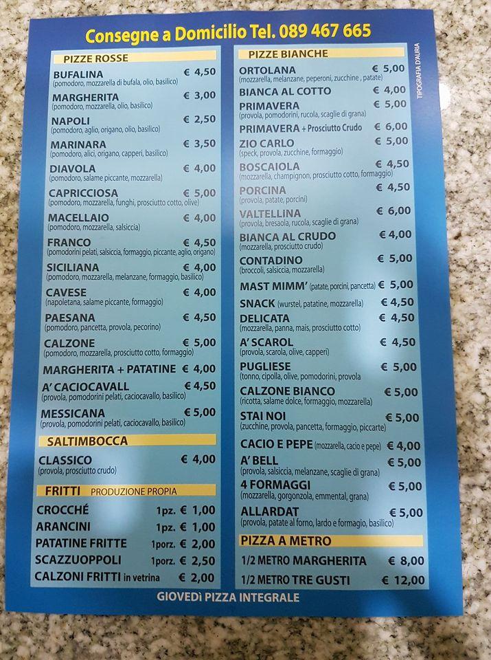 Menu di pizza re 